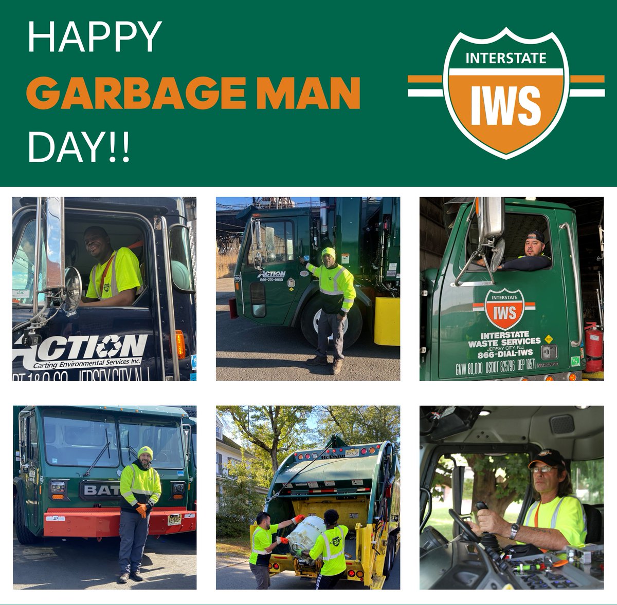ActionCarting's tweet photo. Happy #GarbageManDay!
Big thanks to the dedicated #EssentialWorkers who keep our communities clean and safe every day! Your hard work makes our neighborhoods sparkle. We appreciate you!
#InterstateWaste #InterstateWasteServices #ActionEnvironmental #ActionCarting https://t.co/qv82IcCjRx