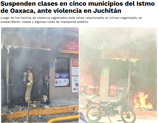 Mientras tanto en los gobiernos de Morena

🔥 Incendiaron Oxxos.
👦‍👧 Más de cinco municipios sin clases.
💀 La violencia gobierna.
¿Este es el “México en paz” que prometieron?
#Oaxaca
#narcopresirvientasheimbaum