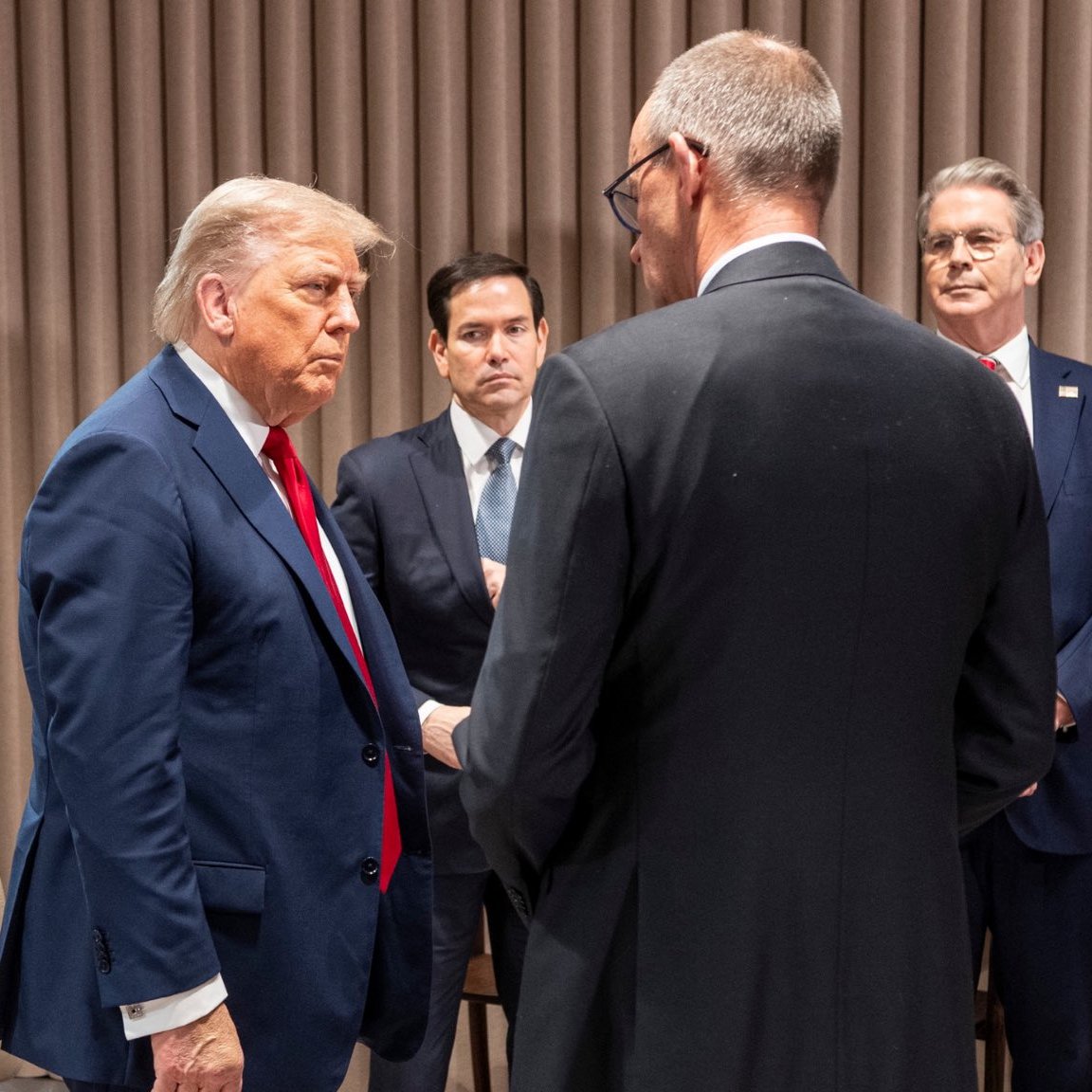 NEW!!!   Germany's Merz pushes back on Trump calling for Russia's G7 return

"We are not sitting here in this format with warlords and not with war criminals, which is why Putin has no place at this table," Merz said.