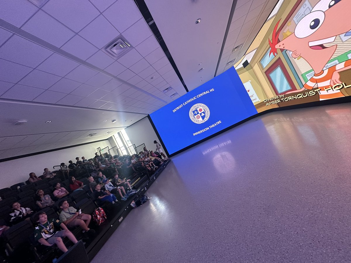 How do kiddos at Camp Invention at Detroit Catholic Central High School take a break before/after lunch??? We watch the OG Inventors, Phineas &amp; Ferb in our Immersive Theater 🤩 Mooooooommm, Phineas &amp; Ferb are making a title sequence! 🎶
#nerding