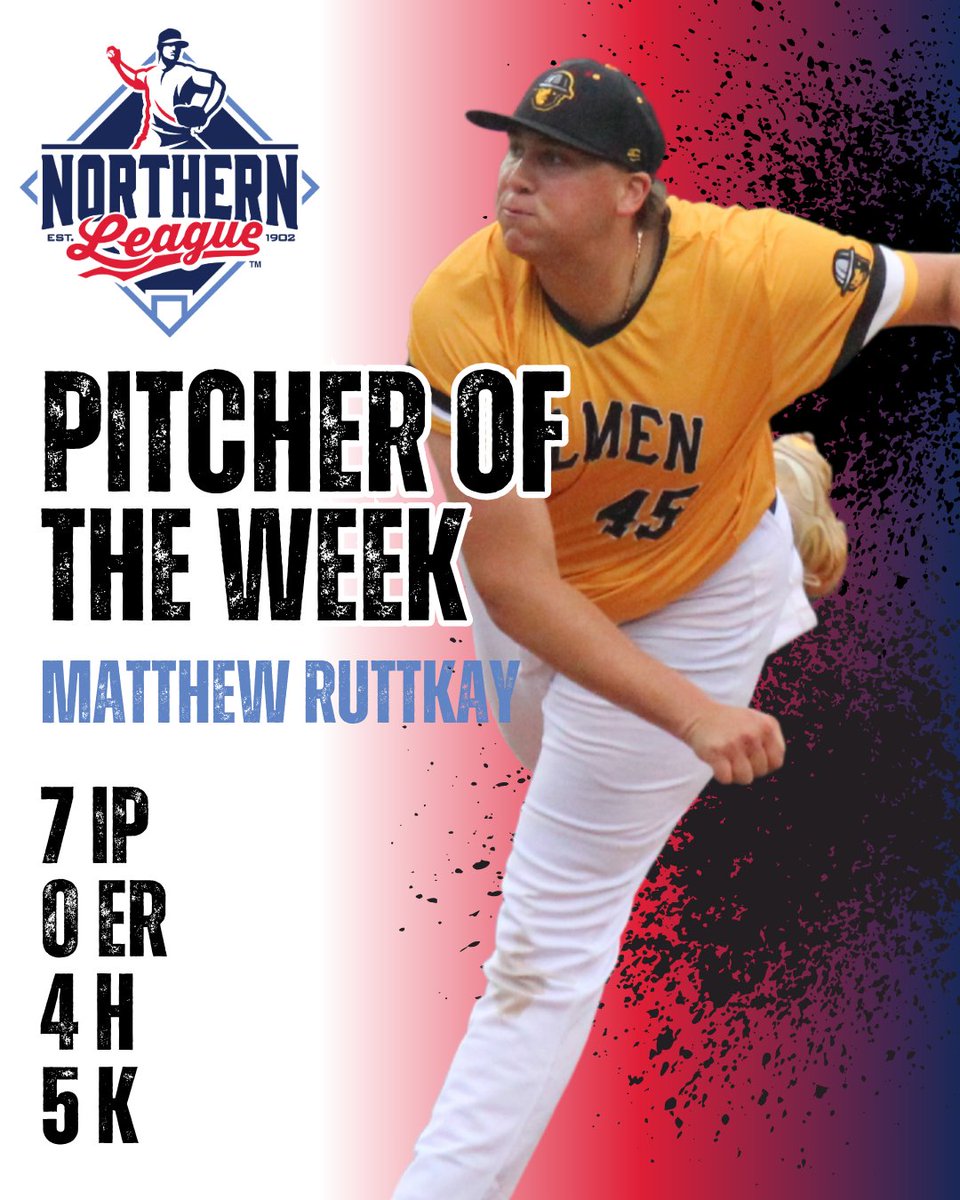 The Northern League Pitcher of the Week goes to our very own Matthew Ruttkay! Congratulations @matthew_ruttkay!