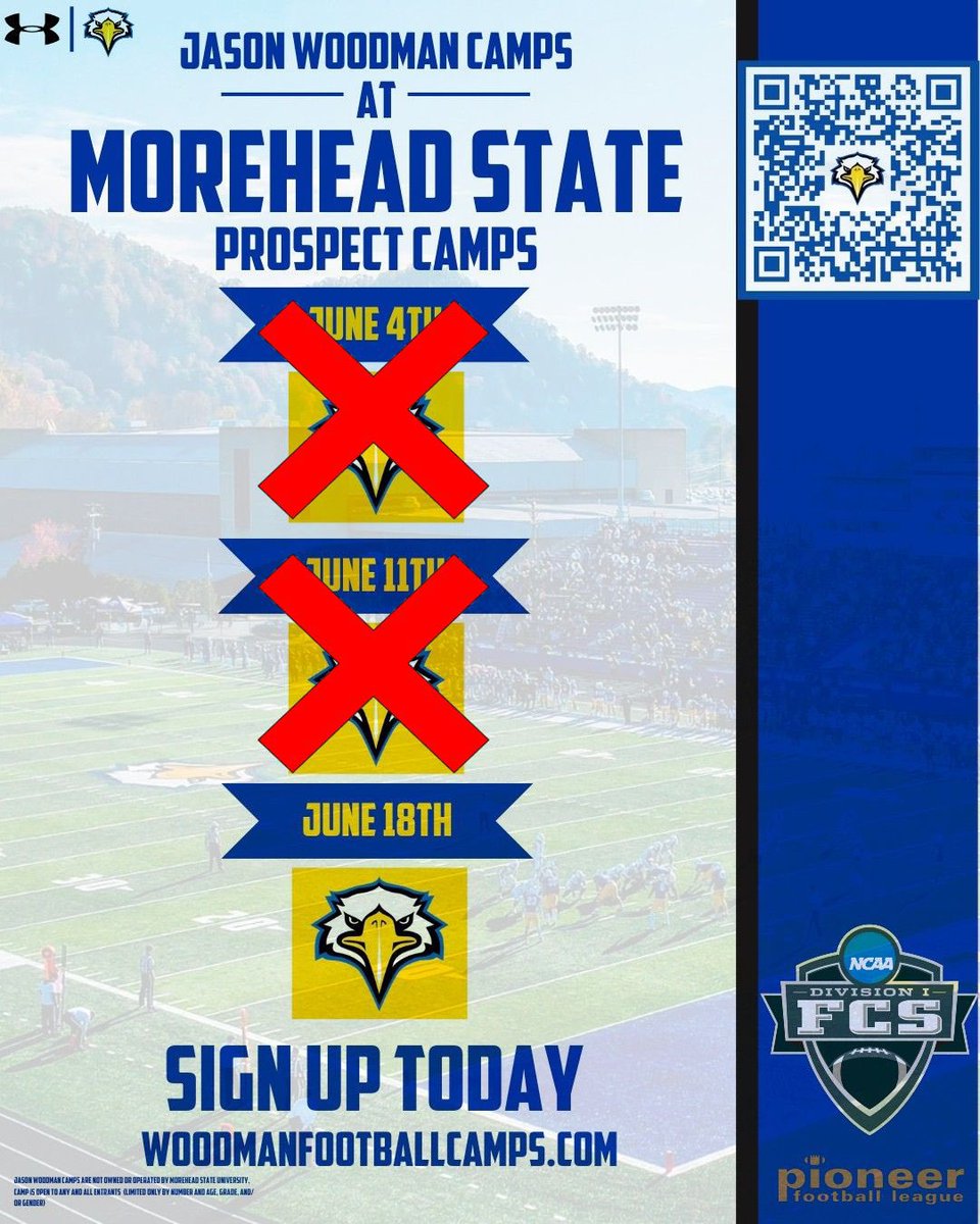 Excited to bring some of our dudes to camp with <a href="/MSUEaglesFB/">Morehead State Football</a> tomorrow afternoon <a href="/CoachWoodmanMSU/">Jason Woodman</a> <a href="/PrestonsburgFB/">Prestonsburg Football</a> <a href="/Wes_Hager/">Wes Hager</a> 

<a href="/kainpatton6/">Kain Patton</a> <a href="/danieladams70/">Daniel Adams</a> <a href="/LoganStumbo/">Logan Stumbo</a> <a href="/loganhall_78/">Logan Hall</a> <a href="/BaronTate_13/">Baron</a> <a href="/brady2allen/">brady allen</a> <a href="/Clayrunyon25/">Clay Runyon</a> <a href="/Alexbjohnson5/">AJ Johnson - 2027 QB</a> <a href="/Colin17Hatfield/">Colin Hatfield</a> <a href="/noah_camron/">Noah Price</a>