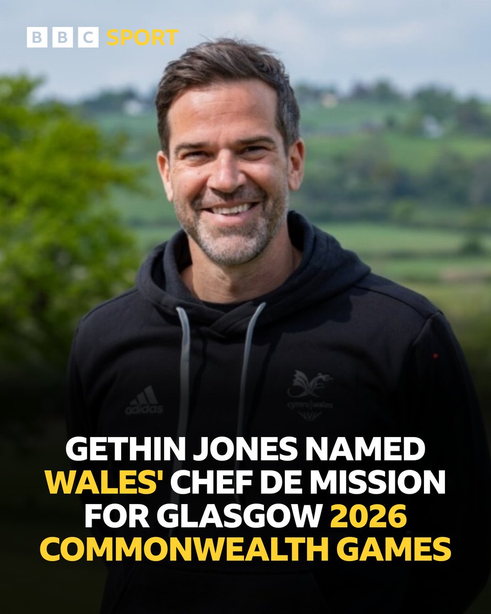 Broadcaster Gethin Jones has been appointed as the Chef de Mission for Team Wales at the Glasgow 2026 Commonwealth Games