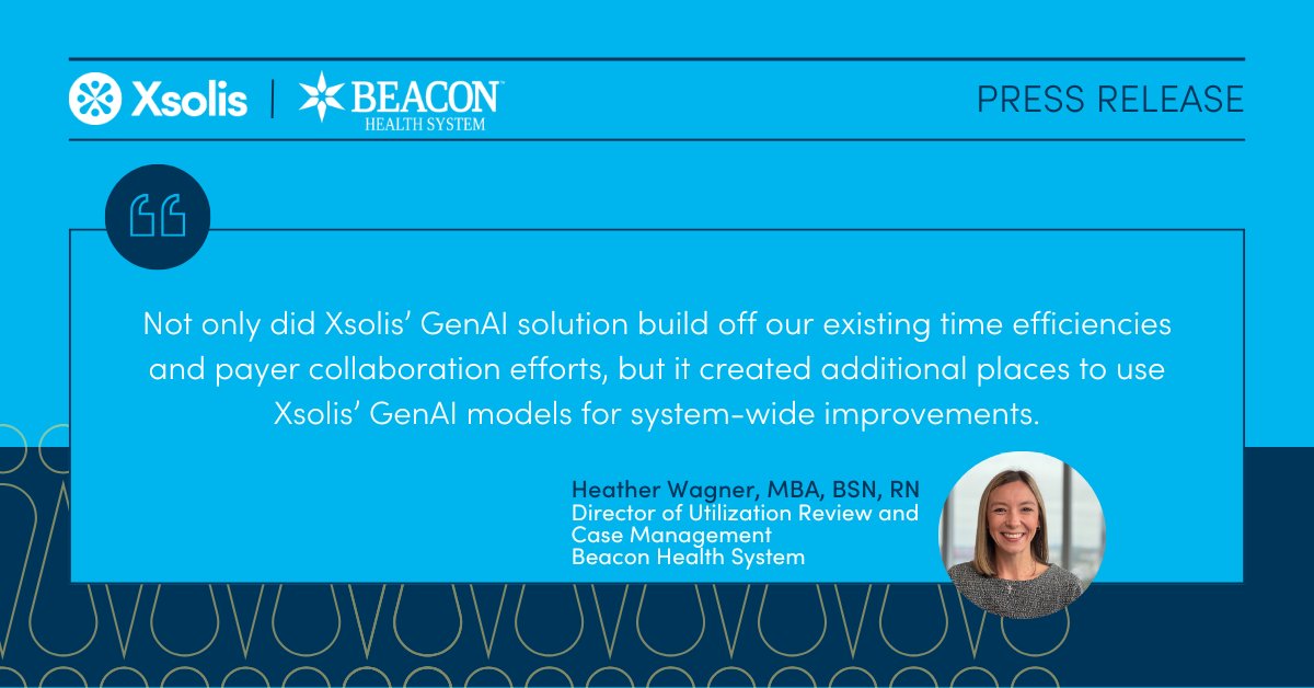 Xsolis (@xsolis_health) on Twitter photo In a 3-month pilot experience, <a href="/BeaconHealth/">Beacon Health</a> leveraged Xsolis’ GenAI medical necessity review tool to decrease the average time to complete initial reviews by 68% & reduced a typical 4- to 5-day health plan approval to 2-day approvals.
bit.ly/4043g23 In a 3-month pilot experience, <a href="/BeaconHealth/">Beacon Health</a> leveraged Xsolis’ GenAI medical necessity review tool to decrease the average time to complete initial reviews by 68% & reduced a typical 4- to 5-day health plan approval to 2-day approvals.
bit.ly/4043g23