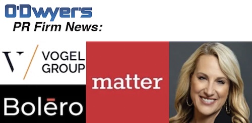 PR firm news: <a href="/vogelgroupdc/">Vogel Group</a> forms a strategic partnership with Montreal-based PA firm Boléro Stratégies... <a href="/MatterComm/">Matter</a> launches project-based offerings for B2C companies looking to increase brand awareness &amp; visibility... Tucker/Hall, a Tampa-based PR &amp; public affairs firm, opens