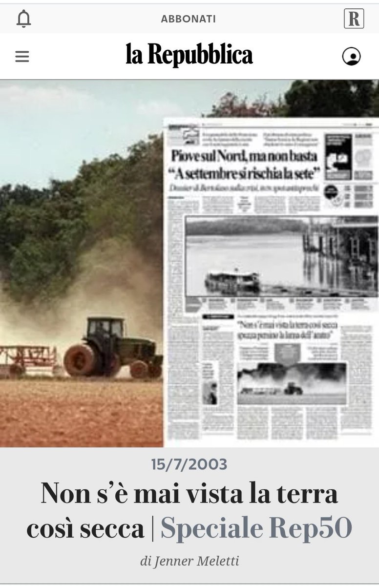 Come darsi zappa sui piedi. E ormai è un continuo con <a href="/repubblica/">Repubblica</a>. Ieri titolavano "il giugno secondo mese più caldo di sempre", ancora in questi giorni "siccità dovunque" (40% di acqua potabile si disperde in realtà per tubazioni vecchie). Oggi questo: leggete bene data, 2003.