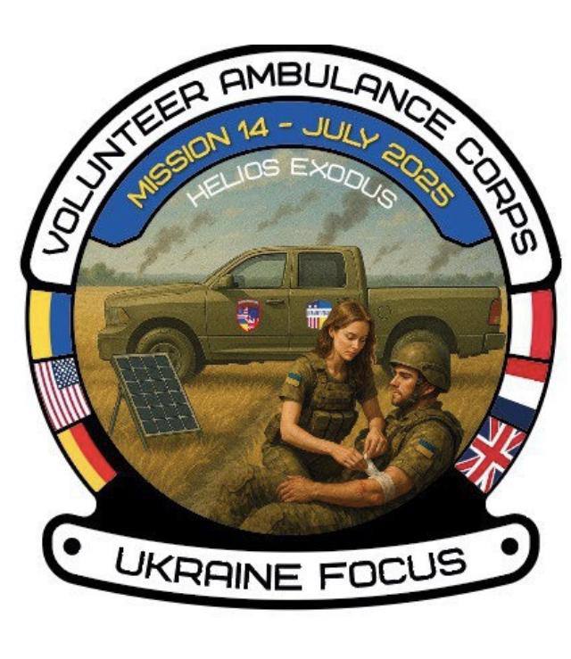 New Patch — New Mission!  We are preparing for the 14th mission. This limited-edition patch is made from recycled materials of abandoned Russian weapons found in Bucha. We'll send it to all donors who contribute $100 toward delivering ambulances. #UkraineFocus
