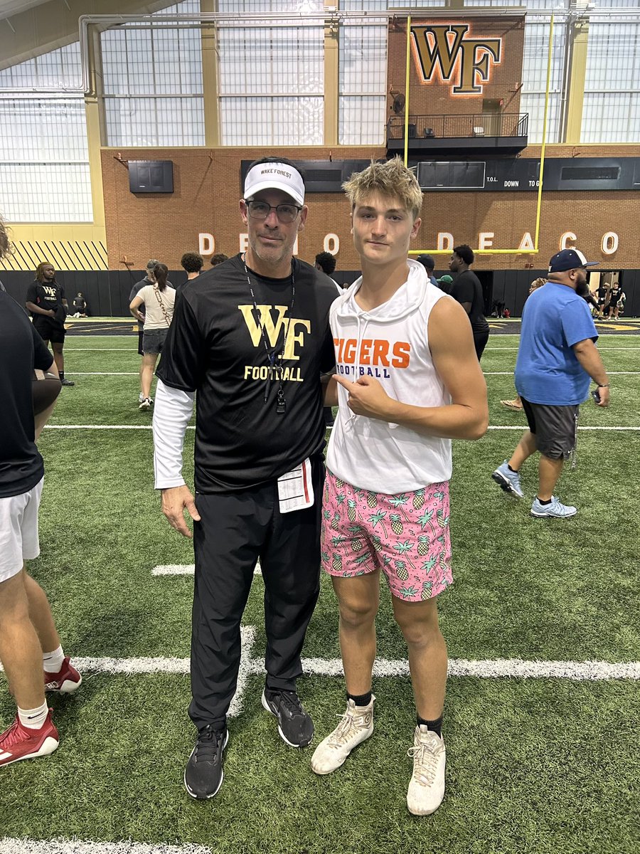 Noah Furr (@noahtfurr) on Twitter photo Had a great time competing and learning at the Wake Forest Prospect Camp last night.
<a href="/CoachDeese/">Jammie Deese</a> <a href="/CoachKendallFH/">Scott Kendall</a> <a href="/JordanBlakeney_/">Jordan Blakeney</a> <a href="/pepman704/">Matt Morrow</a> <a href="/CoachDanEnos/">Dan Enos</a> <a href="/WakeFB/">Wake Forest Football</a> <a href="/CoachPCovington/">Patrick Covington</a> <a href="/CCUCoachDrew/">Drew Hollingshead</a> <a href="/Coach_Kavy/">Trey Kavanaugh</a> Had a great time competing and learning at the Wake Forest Prospect Camp last night.
<a href="/CoachDeese/">Jammie Deese</a> <a href="/CoachKendallFH/">Scott Kendall</a> <a href="/JordanBlakeney_/">Jordan Blakeney</a> <a href="/pepman704/">Matt Morrow</a> <a href="/CoachDanEnos/">Dan Enos</a> <a href="/WakeFB/">Wake Forest Football</a> <a href="/CoachPCovington/">Patrick Covington</a> <a href="/CCUCoachDrew/">Drew Hollingshead</a> <a href="/Coach_Kavy/">Trey Kavanaugh</a>