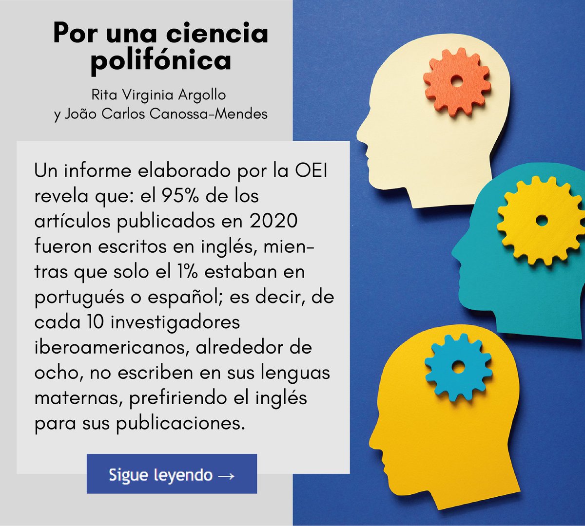 🗣️ || En nuestro boletín de junio, Rita Argollo y João Canossa, integrantes de la mesa directiva de EULAC, abordan la importancia del multilingüismo en la ciencia. 

Sigue leyendo: ➡️
▪️ Español: mailchi.mp/56b120fe68be/b…
▪️ Português: mailchi.mp/8d3dd21aa617/b…