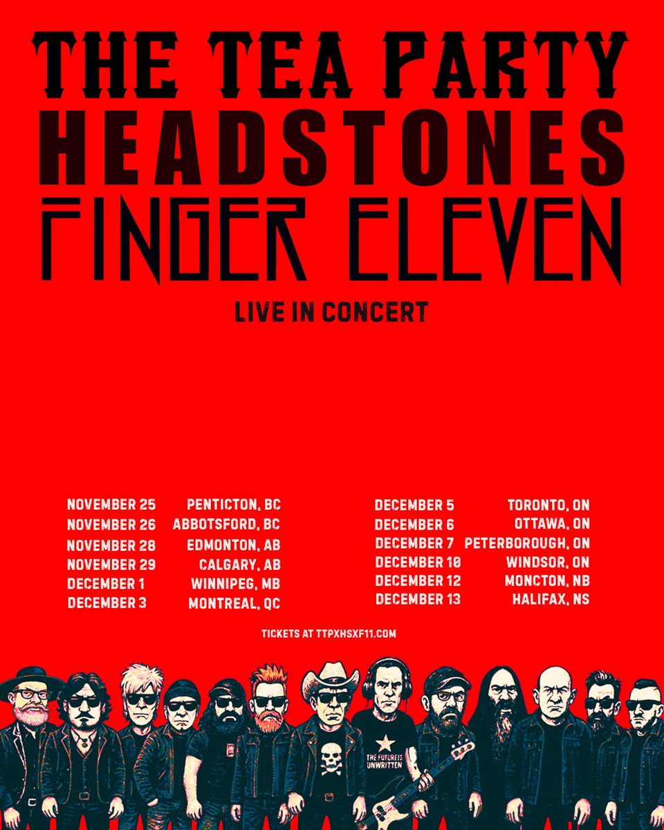 The Tea Party (@theteapartyband) on Twitter photo CANADA: The Tea Party, <a href="/theheadstones/">headstones</a> and <a href="/Finger_Eleven/">Finger Eleven</a>... together for the first time. A one-night opportunity that will be nothing short of unforgettable.
π¨π¦Pre-sale begins tomorrow June 18th at 10am LOCAL TIME with code TNT25
Find your tickets at ttpxhsxf11.com CANADA: The Tea Party, <a href="/theheadstones/">headstones</a> and <a href="/Finger_Eleven/">Finger Eleven</a>... together for the first time. A one-night opportunity that will be nothing short of unforgettable.
π¨π¦Pre-sale begins tomorrow June 18th at 10am LOCAL TIME with code TNT25
Find your tickets at ttpxhsxf11.com