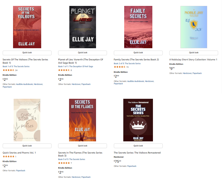 My Amazon Author page was getting kind of boring... So I waved a magic wand (read: went insane and released 2 books in 3 months) and made it better!

Now it has thrillers, sci-fi, short story collections and entire 3-in-1 special editions. 

All in one place!