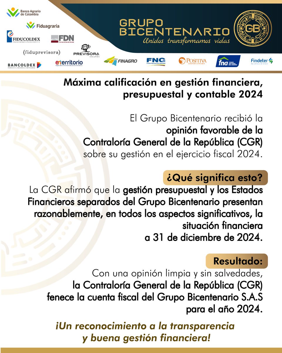 Este reconocimiento es gracias al trabajo y compromiso de la Dirección de Contabilidad y Planeación Financiera y de Inversiones, y los profesionales que conforman estas dependencias.