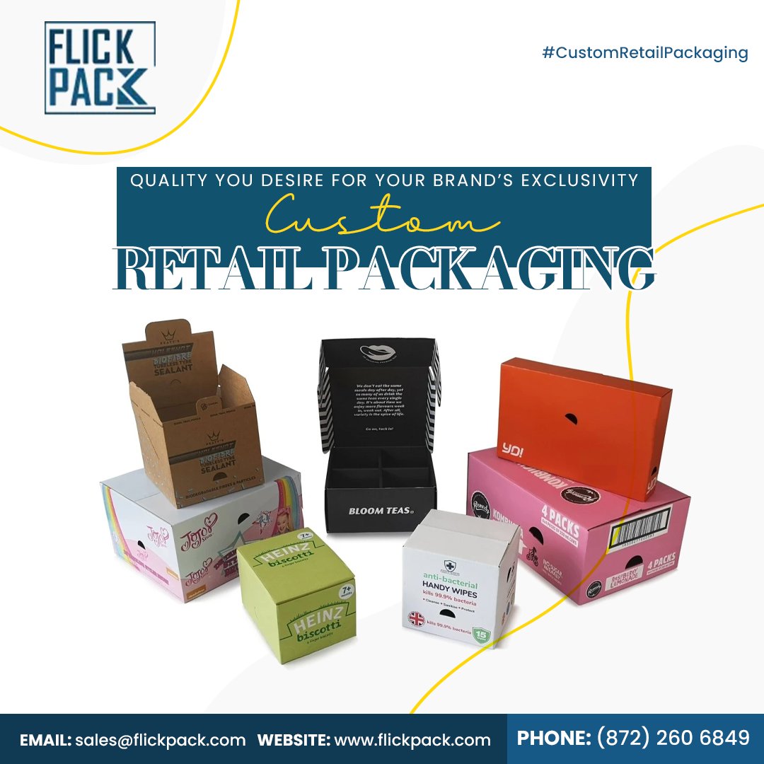 FlickPack21231's tweet image. Flickpack Custom Retail Packaging enhances your brand image, attracts more customers, and boosts sales.

Order Now:  flickpack.com/custom-retail-…

#CustomRetailPackaging #CustomRetailBoxes #CustomRetailsBoxes #Retail #Retails #ProductBranding #FlickPack #RetailBoxes #USA #Sales