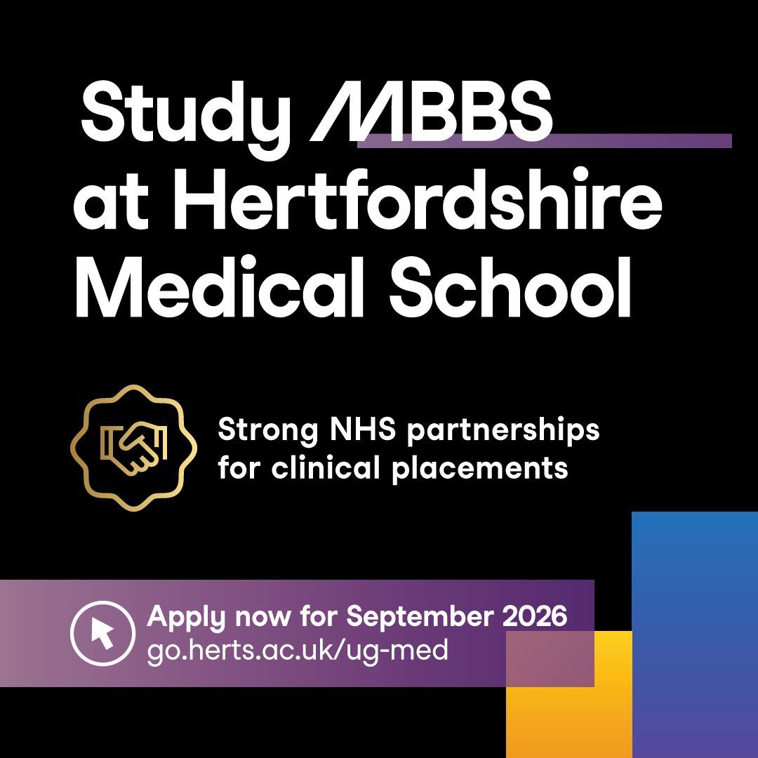 📣 Reminder for those interested in MBBS for September 2026 that UCAT exam bookings are now open! 

Book your UCAT ➡️ buff.ly/SxGDWQj 

Read more about our Bachelors of Medicine, Bachelors of Surgery MBBS at buff.ly/llYi4g0 
#Herts #MBBS #StudyMedicine