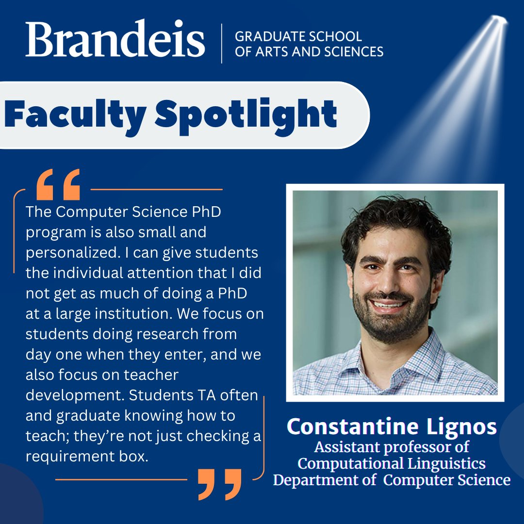 Brandeis University GSAS (@brandeisgsas) on Twitter photo Meet Constantine Lignos, Asst Prof of Computational Linguistics! Whether you're into AI, curious about linguistics, or want to learn how to teach tech, Prof Lignos is here to guide you!
<a href="/ConstantineLig/">Constantine Lignos</a> <a href="/jonnesaleva/">Jonne Sälevä</a> <a href="/andydrueda/">Andy Rueda</a> <a href="/nlpforall/">BLT Lab @ Brandeis</a>
🔗full article: brandeis.edu/gsas/news/news… Meet Constantine Lignos, Asst Prof of Computational Linguistics! Whether you're into AI, curious about linguistics, or want to learn how to teach tech, Prof Lignos is here to guide you!
<a href="/ConstantineLig/">Constantine Lignos</a> <a href="/jonnesaleva/">Jonne Sälevä</a> <a href="/andydrueda/">Andy Rueda</a> <a href="/nlpforall/">BLT Lab @ Brandeis</a>
🔗full article: brandeis.edu/gsas/news/news…