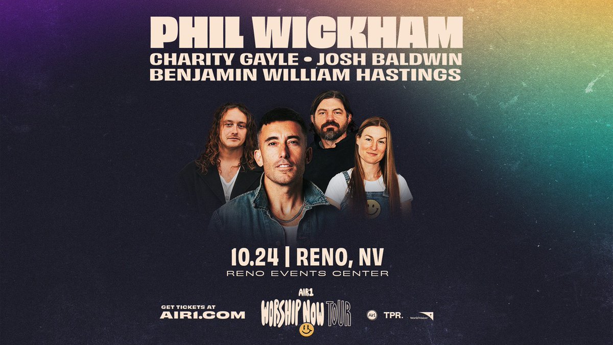 Join us at the Reno Events Center on October 24th for an incredible night of performances from Phil Wickham, Charity Gayle, Josh Baldwin &amp; Benjamin William Hastings on the Air1 Worship Now Tour! ! 
🎟️ bit.ly/Air1Reno