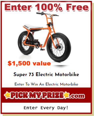 🚲Enter every day for your chance to #win the next Super 73 Electric Motorbike #Giveaway! 🆓

✔️Visit PickMyPrize: ow.ly/YILZ50WahQN