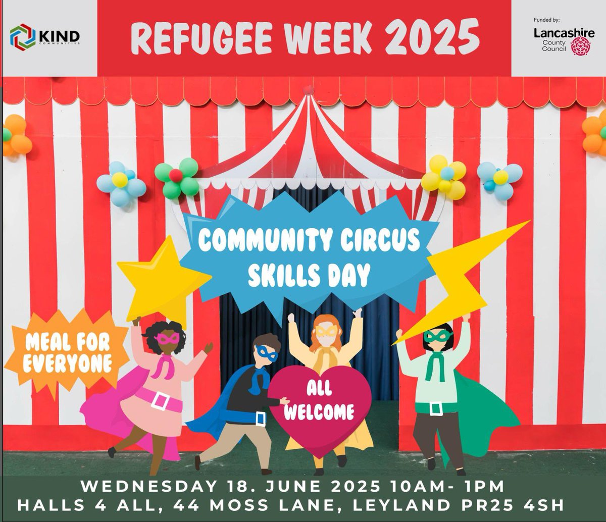 kindcommunities's tweet image. See you in Leyland tomorrow! 🤡 #refugeweek #leyland #circus #fun #family