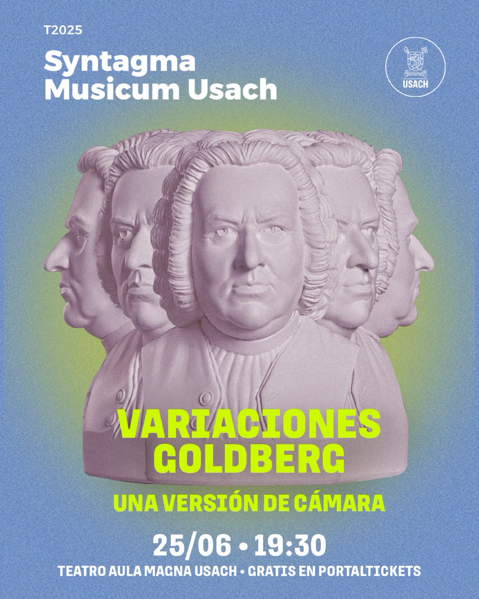 Ya disponibles los tickets gratuitos para el concierto "Variaciones Goldberg: una versión de cámara" de Syntagma Musicum, a realizarse el miércoles 25 de junio a las 19:30 horas en el Teatro Aula Magna Usach. Descarga tus boletos aquí: portaldisc.com/evento/syntagm…