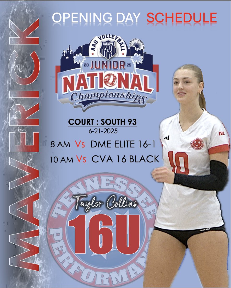 Taylor Collins NCAA ID# 2504555628 (@taylorc2027) on Twitter photo Opening Day Schedule at AAU Nationals ! This is what we train all season for ! πΊπΈπ #Together
<a href="/CycloneVB/">Iowa State Volleyball</a> <a href="/CJohnsonLynch/">Christy Johnson</a> <a href="/CiaraIJones/">Ciara Jones</a> <a href="/DukeVB/">Duke Volleyball</a> <a href="/CoachJNagel/">Jolene Nagel</a> <a href="/kelliecatanachj/">Kellie Catanach Johnson</a> <a href="/FAUVolleyball/">Florida Atlantic Volleyball</a> <a href="/VBCoachDarcy/">Darcy Dorton</a> <a href="/BallStateWVB/">Ball State Volleyball π</a> <a href="/UVAVolleyball/">Virginia Volleyball</a> <a href="/VictoriaBrisack/">Victoria Brisack</a> <a href="/HokiesVB/">Virginia Tech Volleyball</a> <a href="/MT_Volleyball/">Middle Tennessee Volleyball</a> Opening Day Schedule at AAU Nationals ! This is what we train all season for ! πΊπΈπ #Together
<a href="/CycloneVB/">Iowa State Volleyball</a> <a href="/CJohnsonLynch/">Christy Johnson</a> <a href="/CiaraIJones/">Ciara Jones</a> <a href="/DukeVB/">Duke Volleyball</a> <a href="/CoachJNagel/">Jolene Nagel</a> <a href="/kelliecatanachj/">Kellie Catanach Johnson</a> <a href="/FAUVolleyball/">Florida Atlantic Volleyball</a> <a href="/VBCoachDarcy/">Darcy Dorton</a> <a href="/BallStateWVB/">Ball State Volleyball π</a> <a href="/UVAVolleyball/">Virginia Volleyball</a> <a href="/VictoriaBrisack/">Victoria Brisack</a> <a href="/HokiesVB/">Virginia Tech Volleyball</a> <a href="/MT_Volleyball/">Middle Tennessee Volleyball</a>