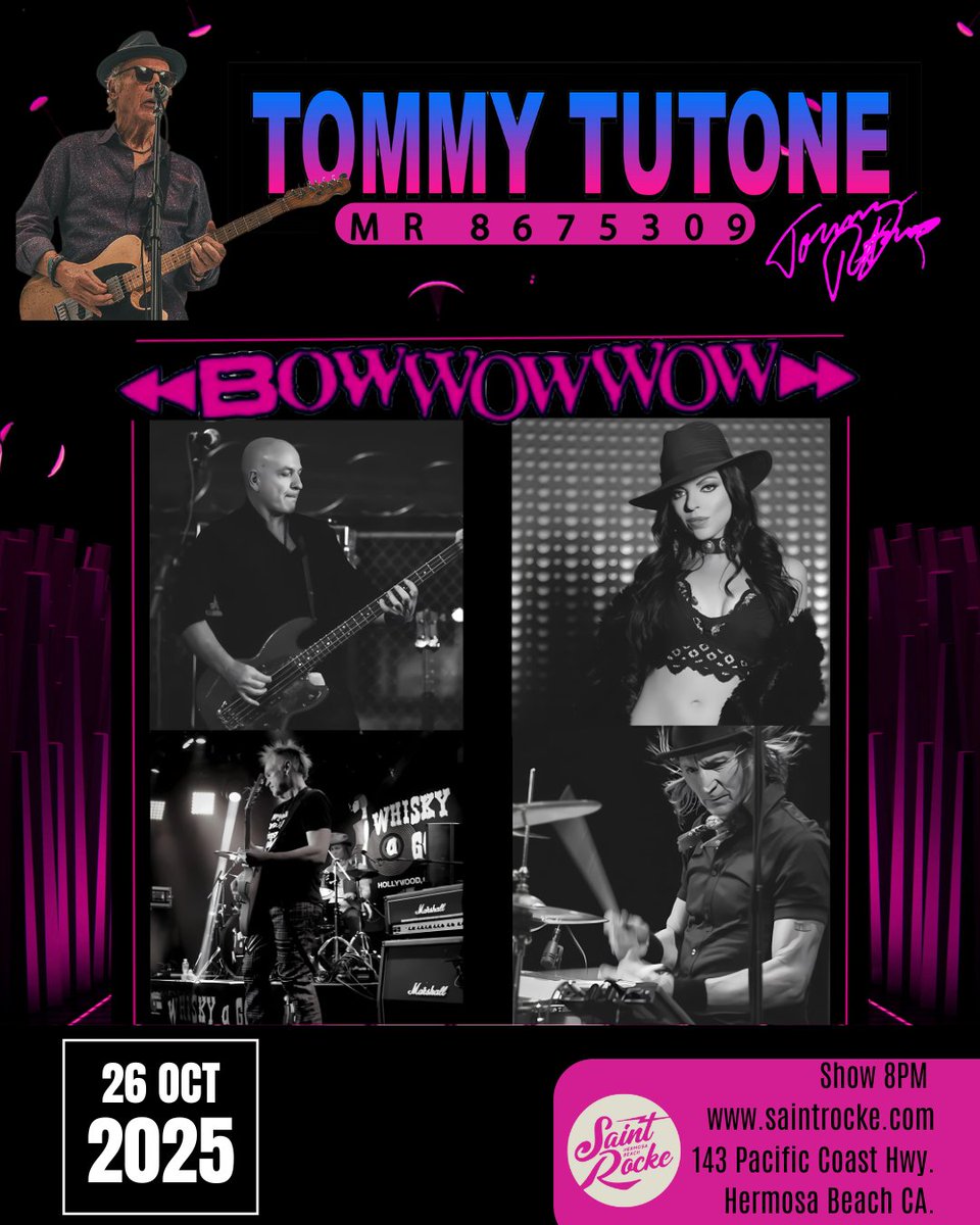 *NEW SHOW* Tommy Tutone w/ Bow Wow Wow come to perform on Sunday, October 26th!

Doors open at 6PM, show starts at 7PM.

Grab your tickets here: loom.ly/Iir0OR8
