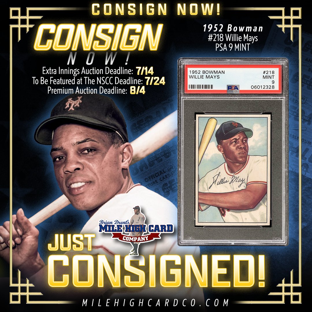 milehighcard's tweet image. β¨ SEEKING CONSIGNMENTS! β¨
π¨ DEADLINES: π¨
β‘οΈ July Extra Innings Auction: 7/14 β
β‘οΈ To Be Featured at The National Sports Collectors Convention (NSCC): 7/24 βΎ
β‘οΈ Summer Premium Auction: 8/4 βοΈ
π¦ READY TO CONSIGN? π°
β‘οΈ Visit milehighcardco.com/consignwithus.β¦ or call (303) 840-2784!