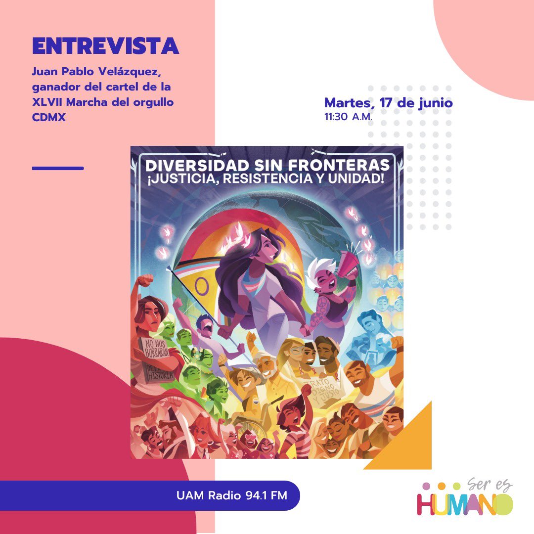 MarchaLGBTCDMX's tweet image. ¿Ya conocen el cartel 2025 de la Marcha? ¿Por qué ganó este cartel? ¿Qué representa?
No se pierdan la entrevista #Hoy a Juan Pablo Velásquez quien ganó el concurso de carteles de la 47 Marcha del Orgullo LGBTTTIQAP + de la #CDMX en @uamradiofm.