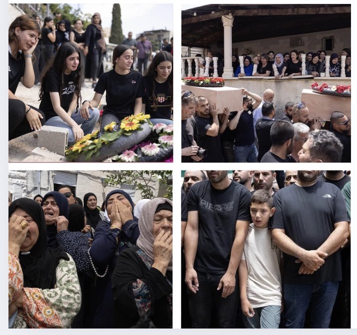 Funeral for four Israeli Arabs killed by the mullahs. The children of Israel stand shoulder to shoulder with our dear cousins. Justice is being served against the mullahs.