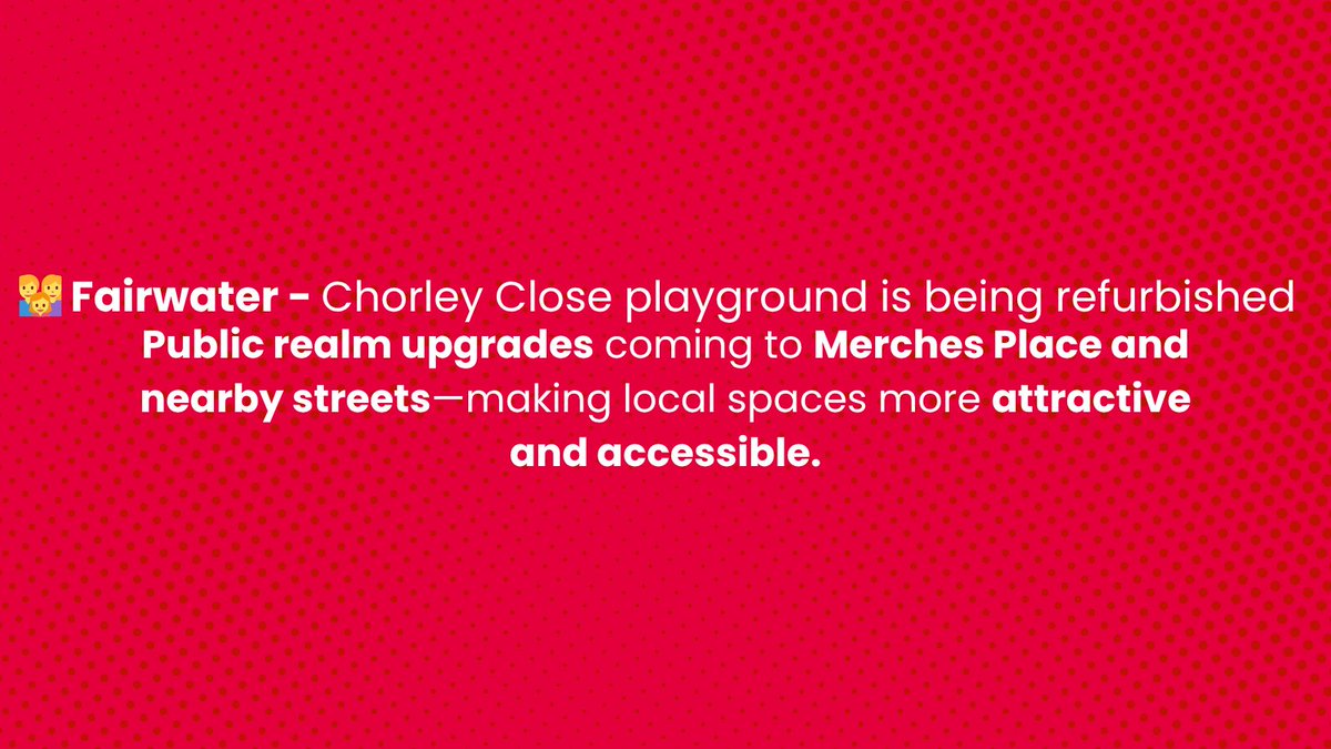 Cardiff Labour (@cardifflabour) on Twitter photo 🎠 In Fairwater, we’re refurbishing Chorley Close play area with new equipment and surfacing.
Because every community deserves high-quality places to play.
<a href="/Claudia_Boes/">Claudia Boes - CSOS</a> 🎠 In Fairwater, we’re refurbishing Chorley Close play area with new equipment and surfacing.
Because every community deserves high-quality places to play.
<a href="/Claudia_Boes/">Claudia Boes - CSOS</a>