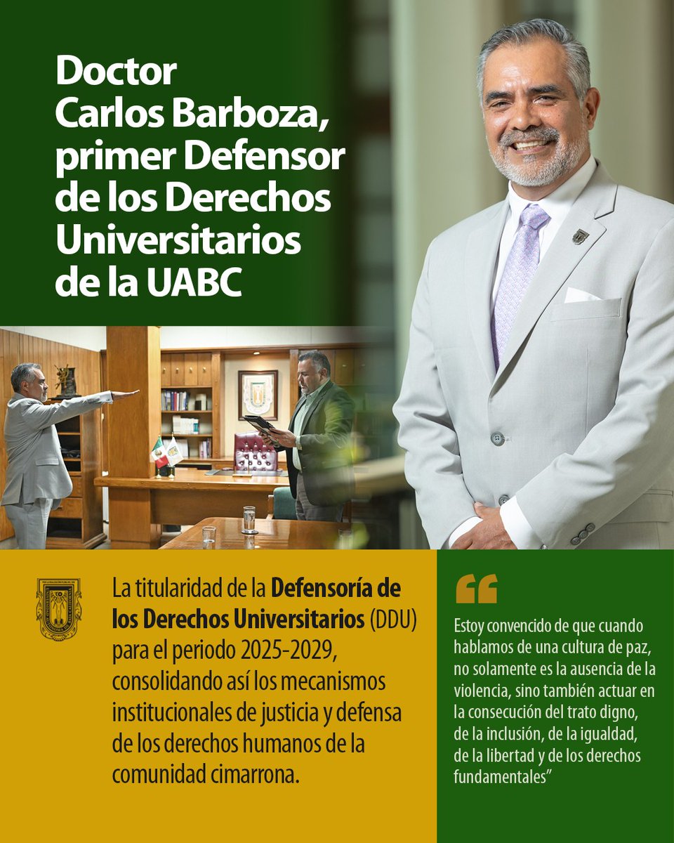 HISTORICAS_UABC's tweet image. 📌 Compartimos la nota sobre la designación del Dr. Carlos Barboza Castillo como el primer Defensor de los Derechos Universitarios de la UABC.
Nota completa:
gaceta.uabc.mx/notas/instituc…