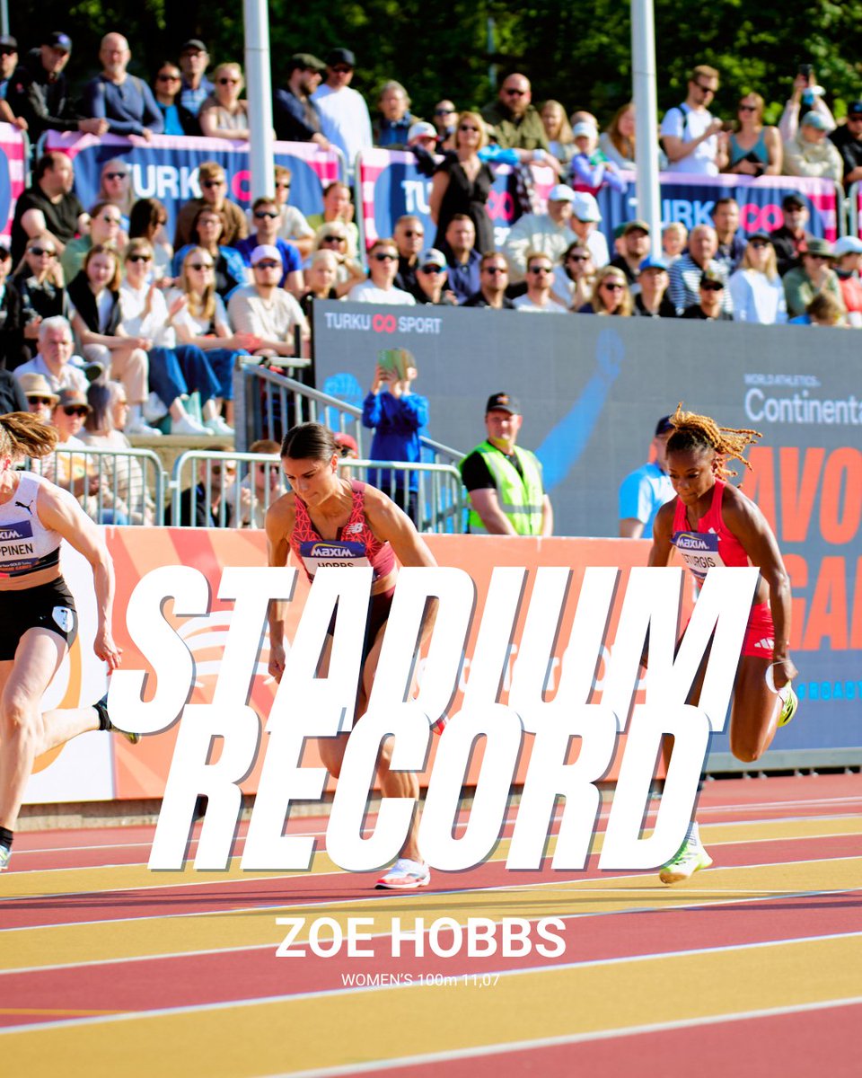 Zoe Hobbs takes the win in the women’s 100m with a time of 11.07 – a new stadium and meet record!

#PaavoNurmiGames #ContinentalTourGold #WorldAthletics #Turku