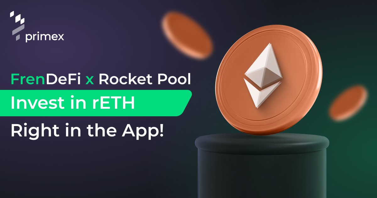 Primex Finance (@primex_official) on Twitter photo Hey Frens! You can now invest in Rocket Pool’s $rETH and track your gains in FrenDeFi with just a few clicks:
defi.primex.finance/#/passive-yield
What’s $rETH? It’s a token you get when you stake ETH with <a href="/Rocket_Pool/">Rocket Pool</a> - it earns rewards and stays usable across DeFi.
Try liquid staking the Hey Frens! You can now invest in Rocket Pool’s $rETH and track your gains in FrenDeFi with just a few clicks:
defi.primex.finance/#/passive-yield
What’s $rETH? It’s a token you get when you stake ETH with <a href="/Rocket_Pool/">Rocket Pool</a> - it earns rewards and stays usable across DeFi.
Try liquid staking the