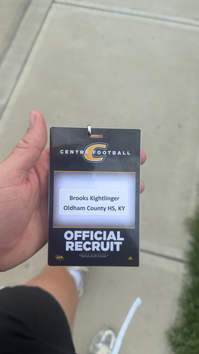 Brooks Kightlinger (@kightlingerbrks) on Twitter photo I had another great visit at <a href="/CentreFootball/">Centre College Football</a>. Thank you to all the coachโs for a personalized experience.
<a href="/CoachJamieReed/">Jamie Reed</a> <a href="/OldhamFootball/">Oldham County Football</a> <a href="/OldhamcoSports/">OldhamCountySports</a> I had another great visit at <a href="/CentreFootball/">Centre College Football</a>. Thank you to all the coachโs for a personalized experience.
<a href="/CoachJamieReed/">Jamie Reed</a> <a href="/OldhamFootball/">Oldham County Football</a> <a href="/OldhamcoSports/">OldhamCountySports</a>