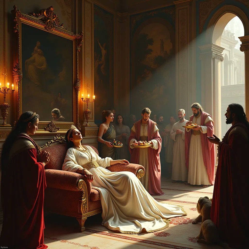 Try as they might, Cleopatra's servents could not get her to leave her new vibrating throne.