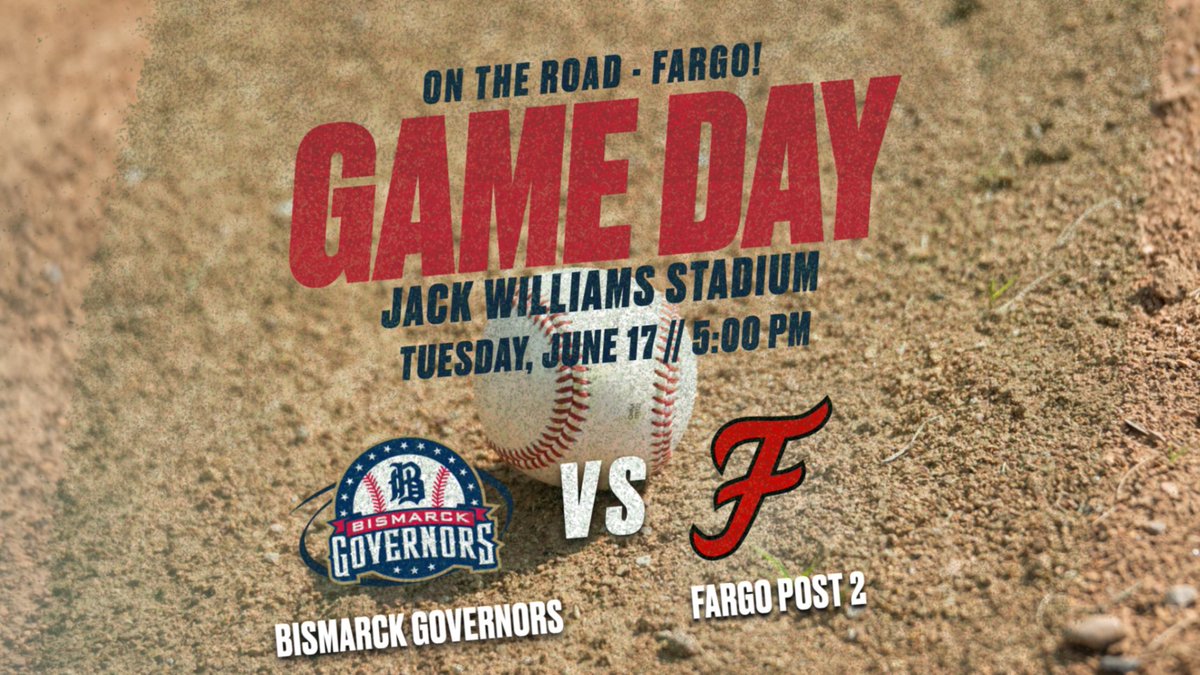 It's Governor's Game Day - on the road!

📍Jack William Stadium - Fargo, ND
⌚️5:00PM
🆚 Fargo Post 2

#NDamericanlegion #legionbaseball #bismarckgovernors <a href="/fargo_post2/">Fargo Post 2 Baseball</a>