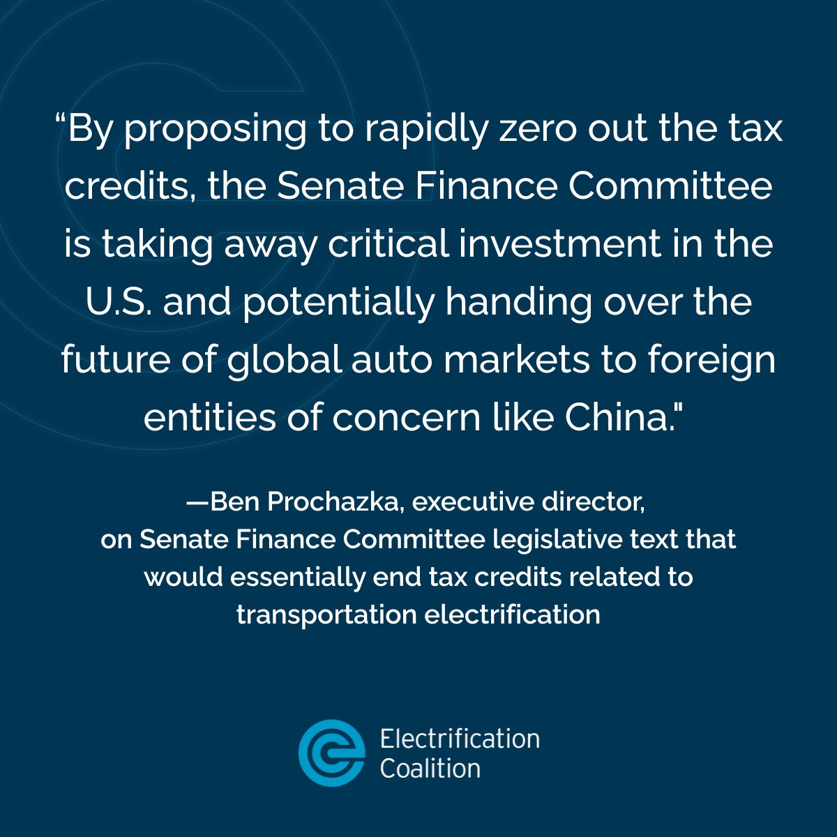 Important! On Monday, the Senate Finance Committee released legislative text that, if passed, would effectively end EV tax credits, potentially handing over the future of global auto markets to foreign entities of concern like China.
electrificationcoalition.org/senate-finance…