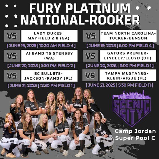 This weekend we will be in Chattanooga, TN competing against some of the best teams across the country in the Scenic City Super Pool. See you there! #platinumproud <a href="/FuryPlatinum/">FuryPlatinumSoftballClub</a>