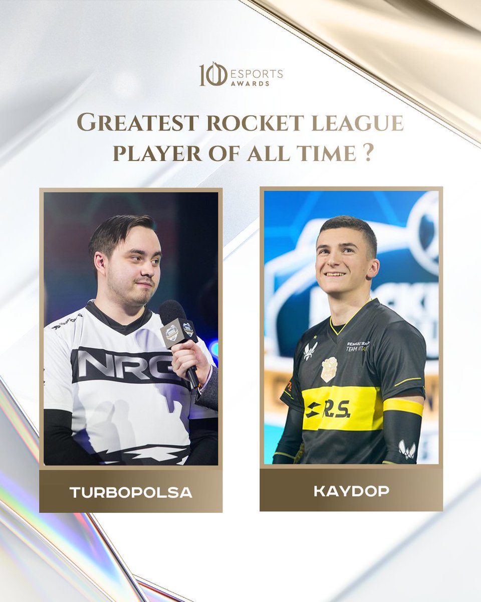 esportsawards's tweet photo. Decade of Rocket League 🤝 Decade of Esports Awards

With soccar turning 10, who out of the two Esports Controller Player of the Decade nominees is the GOAT - @Turbopolsa or @Kaydops? https://t.co/h4bqFqGk8a