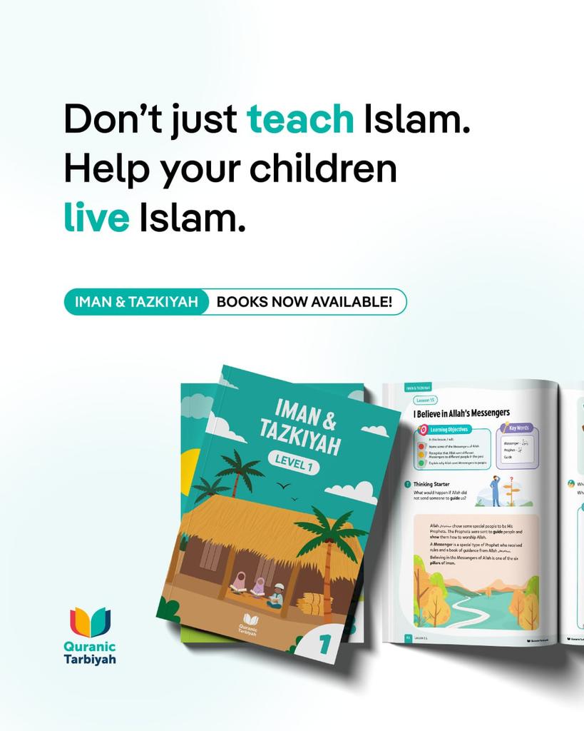 quranictarbiyah's tweet image. Let’s raise a generation rooted in īmān, not just information.
🕌 Download the Iman & Tazkiyah Series for free.
📩 Madrasahs can get a free sample by emailing: info@quranictarbiyah.com
🌐 quranictarbiyah.com