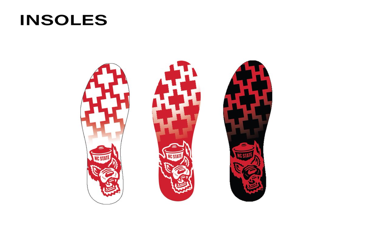 Rooted in tradition, I’ve designed these three colorways to reflect the spirit of NC State. Responding to the growing call for simple, throwback-inspired branding, this collection features a clean white pair, a bold red pair, and a striking alternate—each crafted with our history
