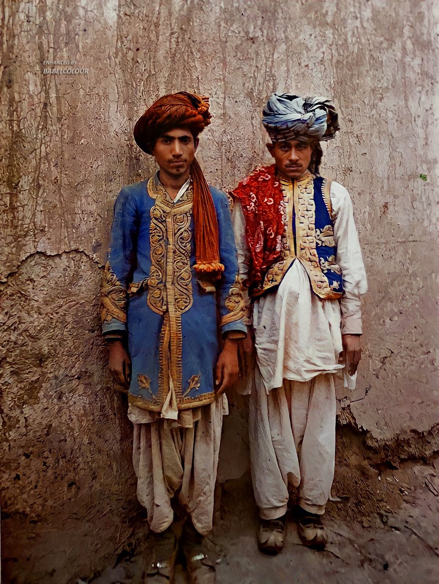 I really love this autochrome portrait of two Afghan men, photographed by Stéphane Passet in Peshawar (now in present-day Pakistan), in January 1914. I'm sure they felt a million dollars in their embroidered bling. It is original colour from 111-years-ago, not colourised.