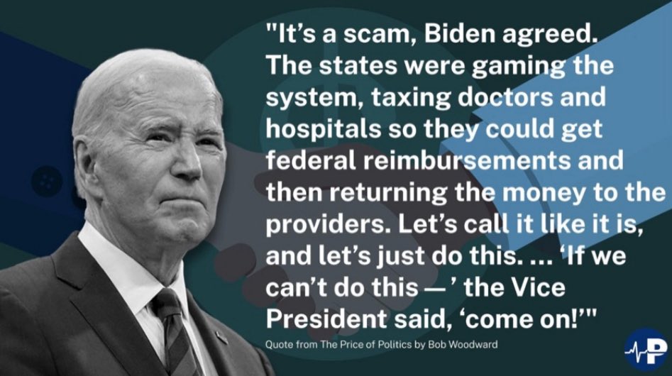 Even JOE BIDEN once admitted it….That Medicaid’s funding scheme is a SCAM.

States game the system, tax providers, collect federal $$$, and funnel it right back. It’s legalized money laundering!

The American taxpayer gets robbed while bureaucrats cash in.