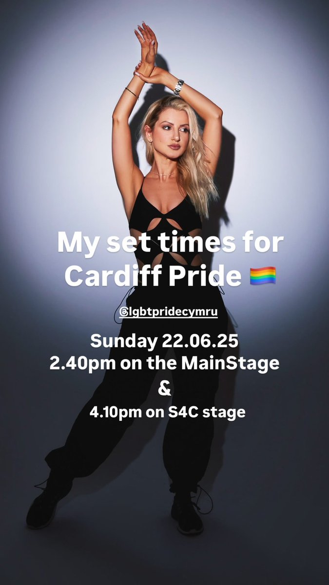 CallyRhodes's tweet image. Here are my set times for Cardiff Pride on Sunday ! @PrideCymru 🏳️🌈