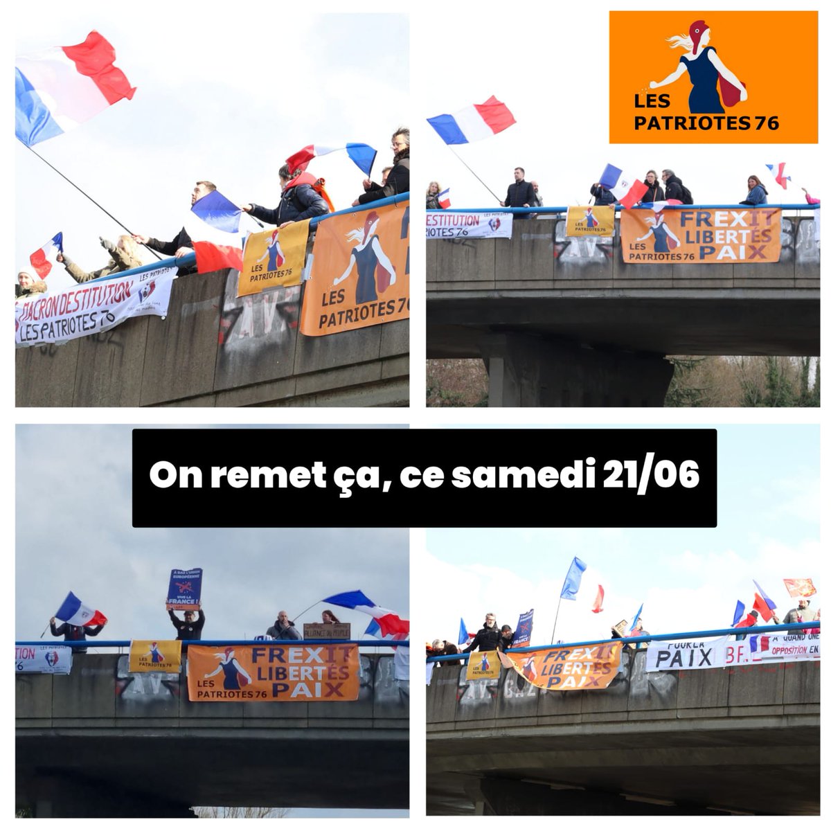 Opération banderoles pour la #Paix et le #Frexit ce samedi 21 à 15h30 sur le pont rue Friedrich Engels, 76700 Harfleur. 🇲🇫            🇪🇺🚮