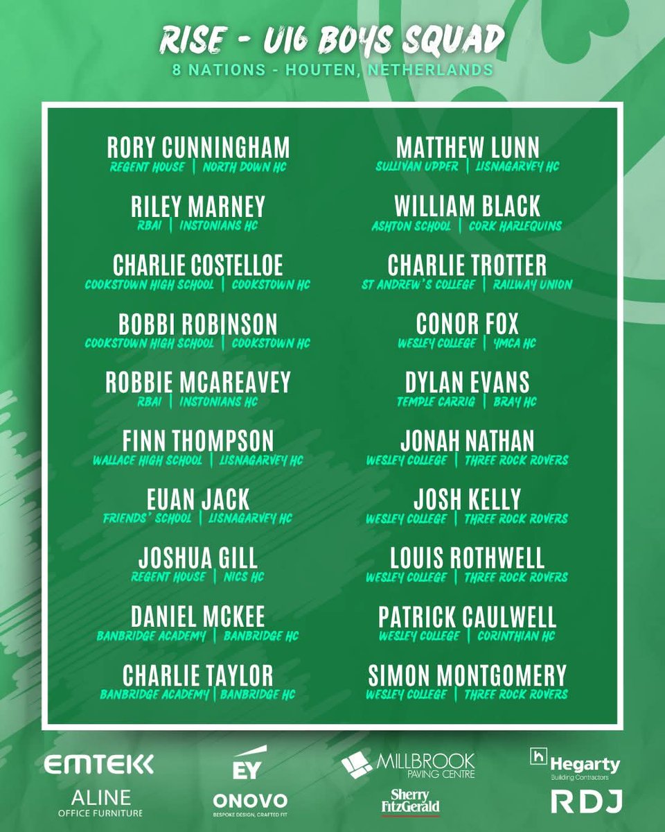 RailwayUnionHC's tweet image. Well done Toby Slye O'Connell selected for Ireland U18 Boys for the upcoming EuroHockey Championship in Türkiye and Charlie Trotter selected for Ireland U16 Boys for 8 Nations in Amsterdam👏.  A brilliant achievement for both of you, good luck to you and your teams in July ☘️💪