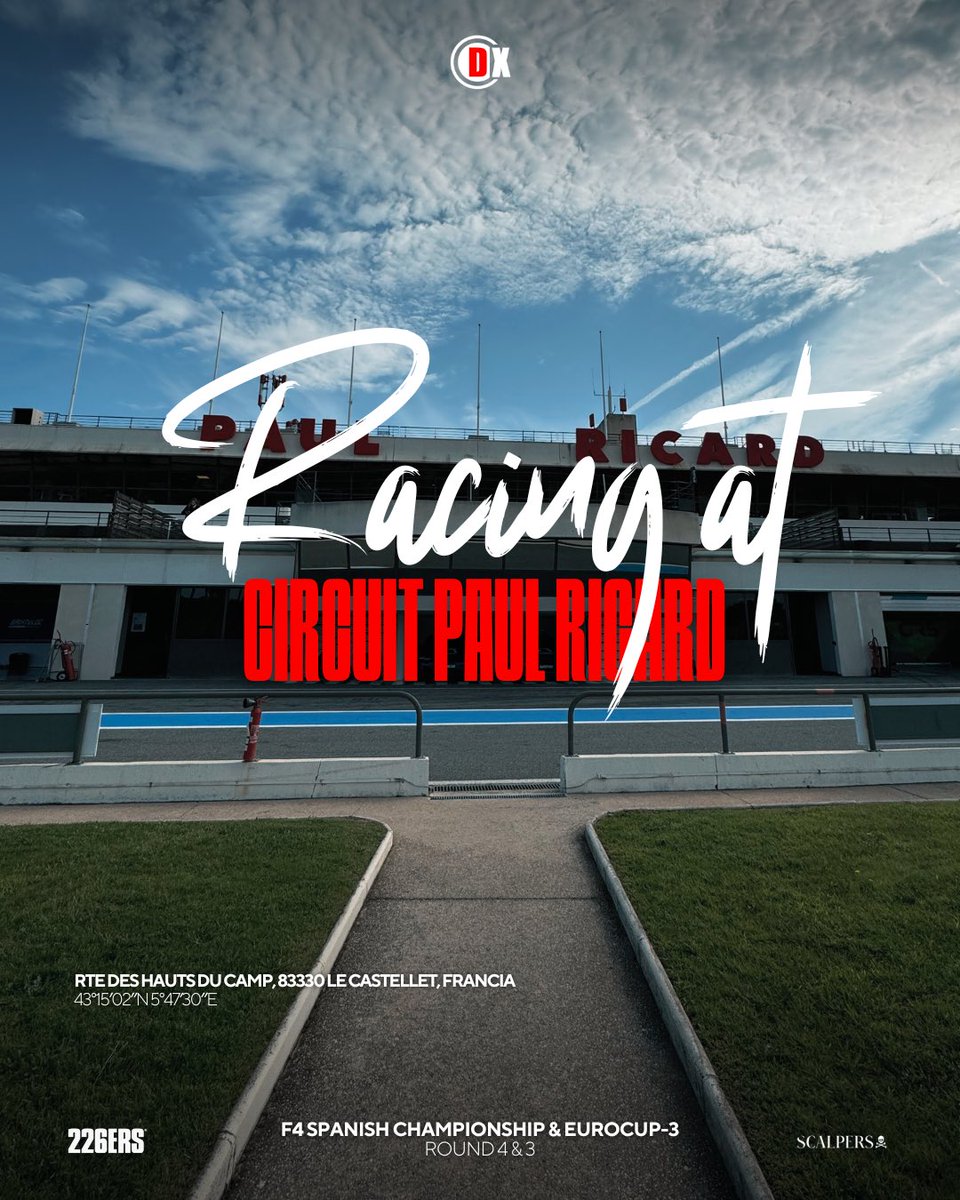Racing at Paul Ricard this weekend 🇫🇷

📍 Round 4 of <a href="/F4Spain/">F4 Spanish Championship</a> 
📍 Round 3 of <a href="/Eurocup_3/">EuroCup-3</a> 

Let’s go for it! 💪 

#Drivex #F4Spain #Eurocup3 #PaulRicard