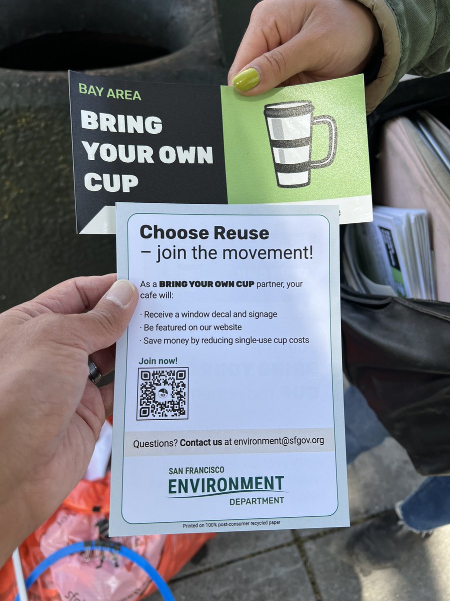 Refuse Refuse San Francisco (@refuserefusesf) on Twitter photo Appreciate the partnership with <a href="/SFEnvironment/">SF Environment β»οΈπ</a>!
Yesterday, we led a cleanup with <a href="/BOTTLEBANK_CA/">BOTTLEBANK</a> at the Inner Richmond Safeway collection location and diverted bottles & can for recycling.
Then, led a cleanup where volunteers promoted the Bring Your Own Cup program to merchants. Appreciate the partnership with <a href="/SFEnvironment/">SF Environment β»οΈπ</a>!
Yesterday, we led a cleanup with <a href="/BOTTLEBANK_CA/">BOTTLEBANK</a> at the Inner Richmond Safeway collection location and diverted bottles & can for recycling.
Then, led a cleanup where volunteers promoted the Bring Your Own Cup program to merchants.