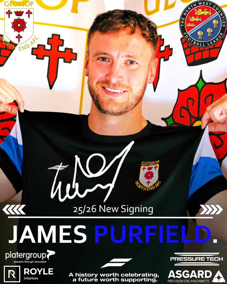 🚨 SIGNING ALERT 🚨

Glossop North End are delighted to announce the arrival of midfield maestro James Purfield! 💫

In 2024, he didn’t just win at Chadderton—he took the whole trophy cabinet:
🏆 Supporters’ Player
🏆 Players’ Player
🏆 Manager’s Player
Welcome to the Hillmen💙