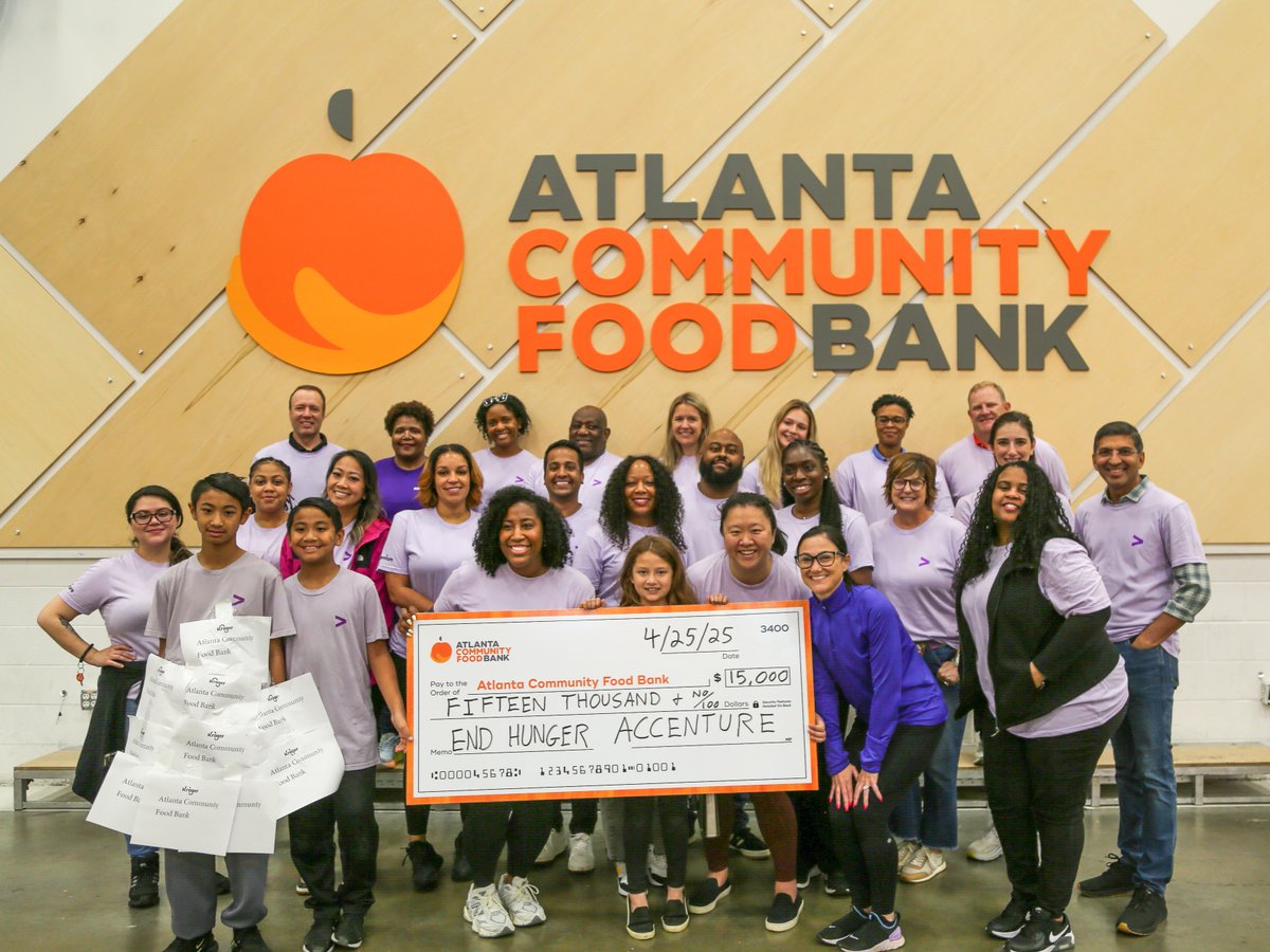 ACFB's tweet image. We are thankful for our friends at @Accenture. Through their year-round volunteerism, employee giving, and direct support, they have helped us provide over 45,000 meals for our neighbors in crisis.
Thank you for lending a helping hand. 🧡