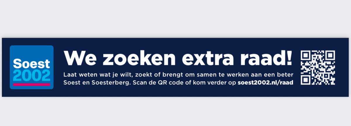soest2002's tweet image. We zoeken extra raad #soest #soesterberg 

Heb jij frisse ideeën, energie of visie waarmee je Soest of Soesterberg vooruit wilt helpen? Sluit je dan aan bij onze lokale partij Soest2002! 

Scan de code voor meer info